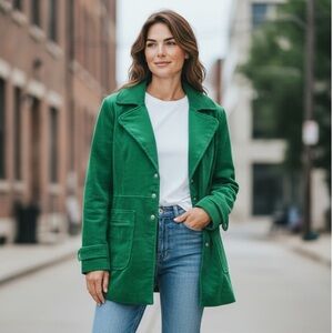 Free People Women Lady Lane Corduroy Jacket Small Kelly Green Western Boho Twee
